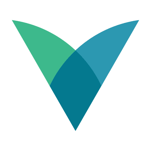 Virtuas logo shaped like a V